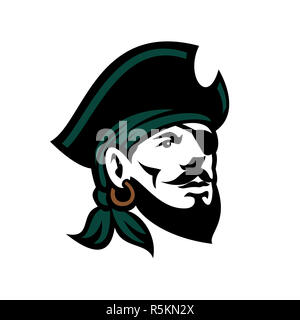 Pirate Kopf Augenklappe suchen Retro Stockfoto
