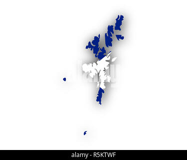 Karte und Flagge der Shetland Inseln Stockfoto
