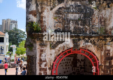 Stadt Malakka, Malaysia - Februar 03, 2018: Nur noch ein Teil der alten Festung von Malakka. Stockfoto