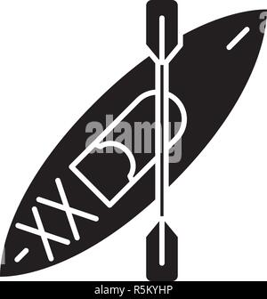 Kanu schwarze Symbol, Vektor Zeichen auf isolierten Hintergrund. Kanu Konzept Symbol, Abbildung Stock Vektor