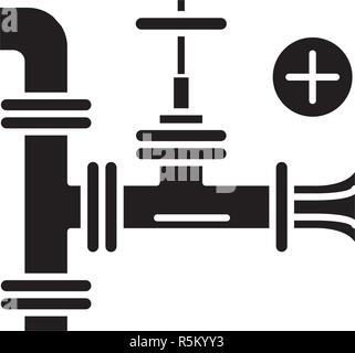 Pipeline schwarze Symbol, Vektor Zeichen auf isolierten Hintergrund. Pipeline Konzept Symbol, Abbildung Stock Vektor