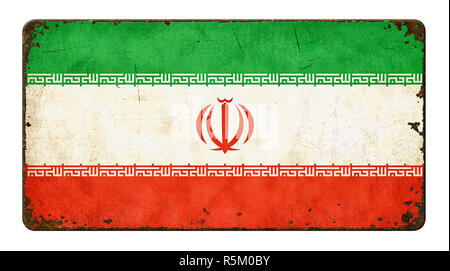 Alten verrosteten Blech Schild - Flagge Iran Stockfoto