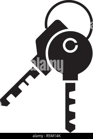 Apartment Tasten schwarz Symbol, Vektor Zeichen auf isolierten Hintergrund. Wohnungsschlüssel Konzept Symbol, Abbildung Stock Vektor