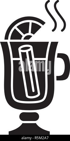 Hausgemachten Glühwein schwarze Symbol, Vektor Zeichen auf isolierten Hintergrund. Hausgemachten Glühwein Konzept Symbol, Abbildung Stock Vektor
