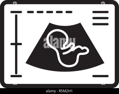 Schwangerschaft Ultraschall schwarze Symbol, Vektor Zeichen auf isolierten Hintergrund. Schwangerschaft Ultraschall Konzept Symbol, Abbildung Stock Vektor