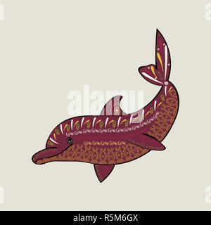 Delfin Meer Tier Ornament Silhouette. Stockfoto