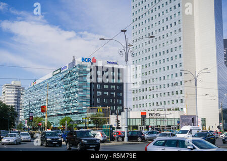 September 22, 2017, Bukarest/Rumänien - Bürogebäude auf dem Siegesplatz (Piata Victoriei) Stockfoto