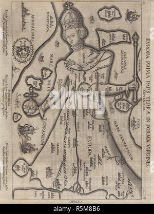 Europa Prima Pars Terrae in Forma Virginis (Europa in der Form einer Königin). Museum: private Sammlung. Autor: Bünting, Heinrich. Stockfoto