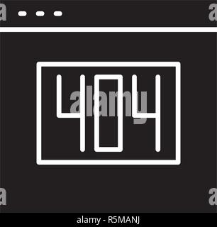 Fehler 404 schwarze Symbol, Vektor Zeichen auf isolierten Hintergrund. 404 Konzept Symbol, Abbildung Stock Vektor