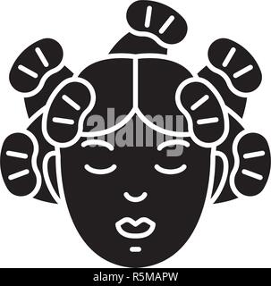 Friseur Dienstleistungen schwarze Symbol, Vektor Zeichen auf isolierten Hintergrund. Friseur services Konzept Symbol, Abbildung Stock Vektor