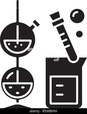 Chemie schwarze Symbol, Vektor Zeichen auf isolierten Hintergrund. Chemie Konzept Symbol, Abbildung Stock Vektor