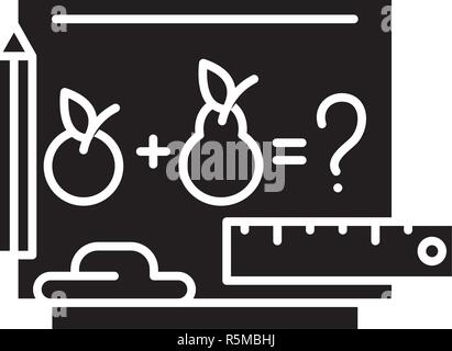Didaktik in der Mathematik schwarze Symbol, Vektor Zeichen auf isolierten Hintergrund. Didaktik in der Mathematik Konzept Symbol, Abbildung Stock Vektor