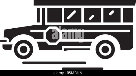 School Bus schwarze Symbol, Vektor Zeichen auf isolierten Hintergrund. School Bus Konzept Symbol, Abbildung Stock Vektor