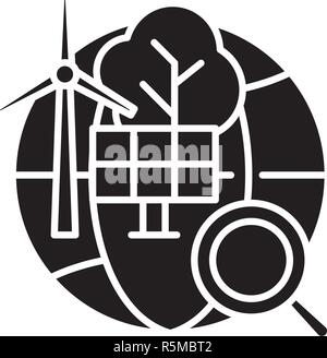 Alternative Energie schwarze Symbol, Vektor Zeichen auf isolierten Hintergrund. Alternative Energie Konzept Symbol, Abbildung Stock Vektor