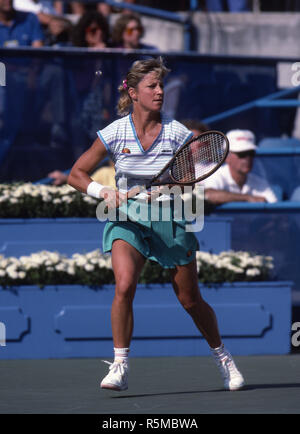 Chris Evert konkurrieren in US Open in Flushing Meadows in den 80er Jahren. Stockfoto