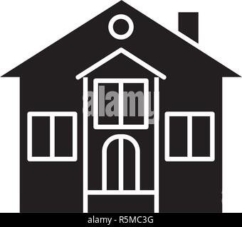 Private Haus schwarze Symbol, Vektor Zeichen auf isolierten Hintergrund. Private Haus Konzept Symbol, Abbildung Stock Vektor