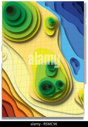 Visuell beeindruckende Stück Topographie. Perfekt für Illustrationen und die Abdeckungen. Doch simpel zu engagieren. Klare, einfache Projekt, in Gruppen unterteilt. Stock Vektor