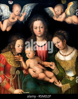 Die Jungfrau mit Kind und den Heiligen Katharina und Barbara von Lucas Cranach dem Älteren (1472-1553), Öl auf Leinwand, 1510-12 Stockfoto