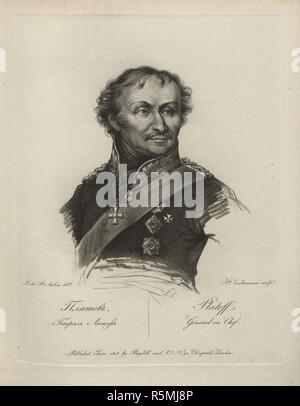 Portrait von General Graf Matvei Iwanowitsch Platov (1757-1818). Museum: private Sammlung. Autor: Vendramini, Francesco. Stockfoto