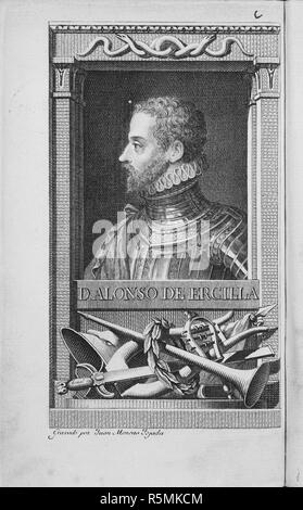 Porträt des Dichters Alonso De Ercilla y Zuniga (1533-1594). Museum: private Sammlung. Autor: Tejada, Juan Moreno de. Stockfoto