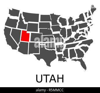 Staat Utah auf der Karte von USA Stockfoto