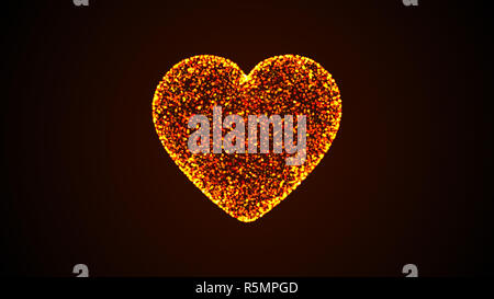 Zusammenfassung Hintergrund eines Herzens, das aus Partikeln. Digitale Hintergrund Stockfoto