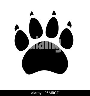 Schwarze silhouette tierische Fußspuren auf weißem Hintergrund. Katzen und Hunde Pfote Symbol. Stockfoto