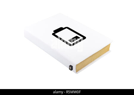 Buch mit Batterie Symbol mit einem USB-Kabel angeschlossen ist Stockfoto