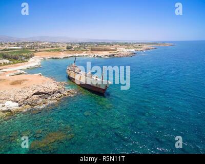 Schiffbruch EDRO III, Ayia Thekla, Paphos Stockfoto
