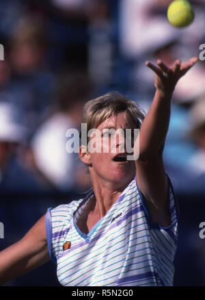 Chris Evert konkurrieren in US Open in Flushing Meadows in den 80er Jahren. Stockfoto