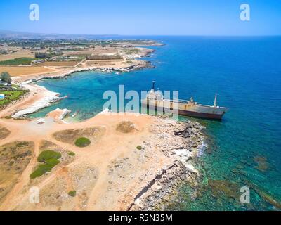 Schiffbruch EDRO III, Ayia Thekla, Paphos Stockfoto