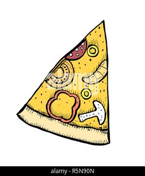 Pizza Hand gezeichnet Vector Illustration. Pizza Scheiben in Stücken von Ecken. Design Template. Stock Vektor