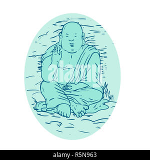 Gautama Buddha Lotussitz Zeichnung Stockfoto