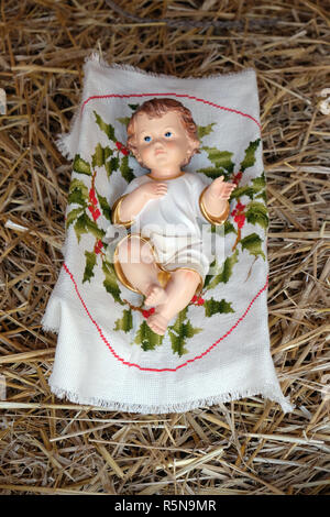 Baby Jesus Figur, Krippe, Erzbischof der Göttlichen Priesterseminar in Zagreb, Kroatien. Stockfoto