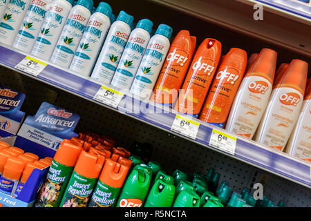 Miami Florida, Florida City, Walgreens, Apotheke, Drogerie, Kette, Produkt, Display-Marke, Bug, Insekt, abweisend, Spray, aus!, Display-Verkauf, Regal-Regale, FL0909 Stockfoto