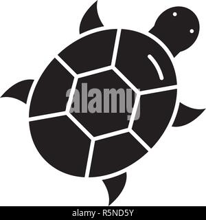 Turtle schwarze Symbol, Vektor Zeichen auf isolierten Hintergrund. Turtle Konzept Symbol, Abbildung Stock Vektor