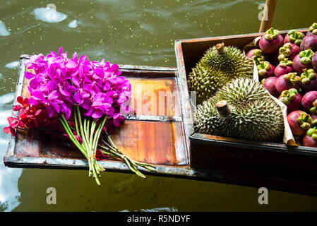 Damnoen Saduak Floating Market in Thailand. Stockfoto