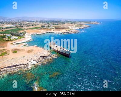 Schiffbruch EDRO III, Ayia Thekla, Paphos Stockfoto