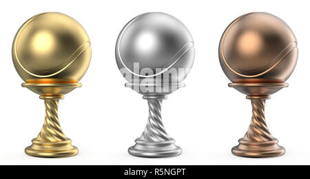 Gold, Silber und Bronze Trophy Cup 3D Stockfoto