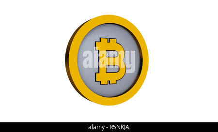 Bitcoin Logo auf weißem Hintergrund Stockfoto