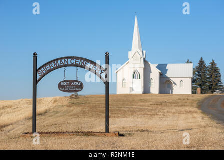 Die historische Sherman Kirche in Lincoln County, Washington. Stockfoto