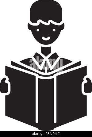 Selbsterziehung schwarze Symbol, Vektor Zeichen auf isolierten Hintergrund. Selbsterziehung Konzept Symbol, Abbildung Stock Vektor