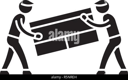 Transport von Sachen schwarze Symbol, Vektor Zeichen auf isolierten Hintergrund. Transport von Sachen Konzept Symbol, Abbildung Stock Vektor