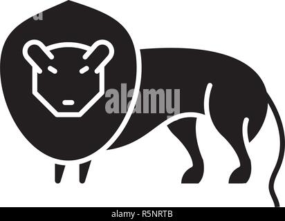 Löwe schwarz Symbol, Vektor Zeichen auf isolierten Hintergrund. Lion Konzept Symbol, Abbildung Stock Vektor