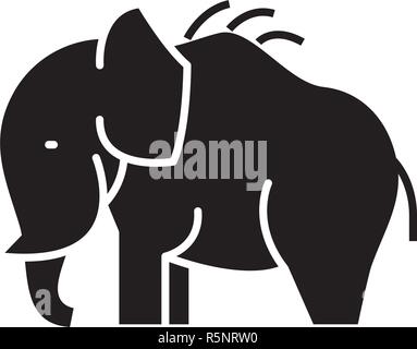 Mammut schwarze Symbol, Vektor Zeichen auf isolierten Hintergrund. Mammut Konzept Symbol, Abbildung Stock Vektor