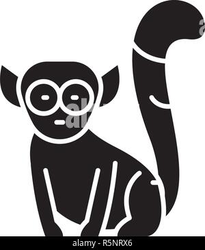 Lemur schwarze Symbol, Vektor Zeichen auf isolierten Hintergrund. Lemur Konzept Symbol, Abbildung Stock Vektor