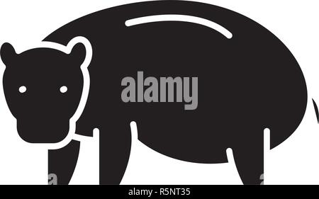 Hippopotamus schwarze Symbol, Vektor Zeichen auf isolierten Hintergrund. Hippopotamus Konzept Symbol, Abbildung Stock Vektor