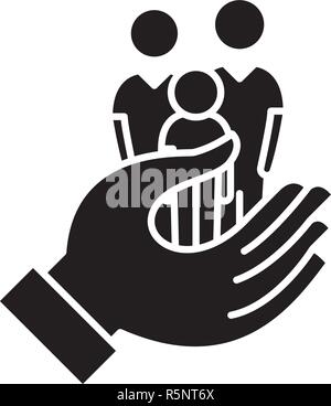 Family Care schwarze Symbol, Vektor Zeichen auf isolierten Hintergrund. Family Care Concept Symbol, Abbildung Stock Vektor