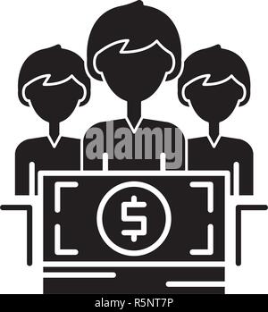 Jahresbonus schwarze Symbol, Vektor Zeichen auf isolierten Hintergrund. Jahresbonus Konzept Symbol, Abbildung Stock Vektor