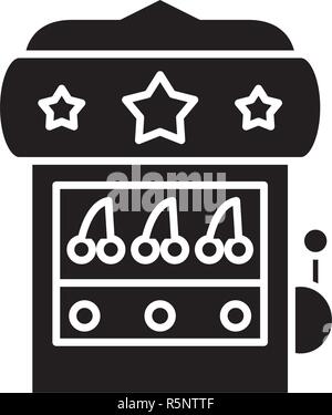 Casino Maschine schwarze Symbol, Vektor Zeichen auf isolierten Hintergrund. Casino Maschinenkonzept Symbol, Abbildung Stock Vektor